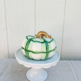 Double Mint Plaid Squatty Ceramic Pumpkin