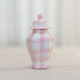 7" Ella Pink and White Gingham Ginger Jar - Imperfect
