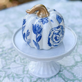 Nantucket Blue And White Floral Chunky Ceramic Pumpkin