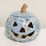 Blue Floral Light Up Jack-O-Lantern