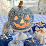 Blue Floral Light Up Jack-O-Lantern