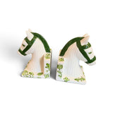 Classic Horse Head Book Ends Set - Green