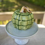 Green Windowpane Chunky Ceramic Pumpkin