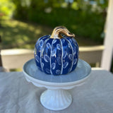 Navy Double Vine Chunky Ceramic Pumpkin