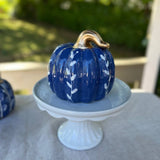 Navy Single Vine Chunky Ceramic Pumpkin