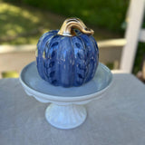 Navy With Dark Navy Single Vine Chunky Ceramic Pumpkin