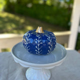 Navy And White Vine Medium Pumpkin