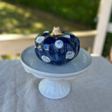 Navy And White Dot Medium Pumpkin