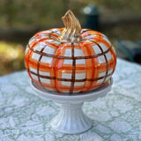 Brown And Orange Plaid Pumpkin Tureen