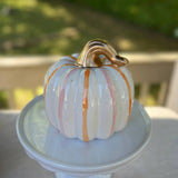 Orange and Pink Stripe Chunky Ceramic Pumpkin