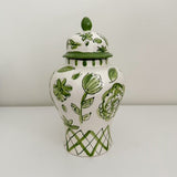 Green and white ginger jar