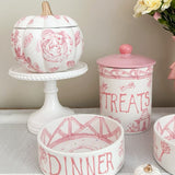 Pink Dinner or Drinks Chinoiserie Dog Bowl