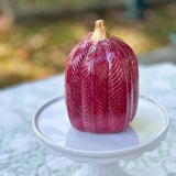 Burgundy Herringbone Ceramic Pumpkin