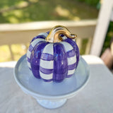 Purple Gingham Chunky Ceramic Pumpkin