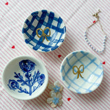 Small Navy Gingham Ring Dish