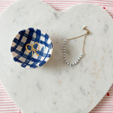 Small Navy Gingham Ring Dish