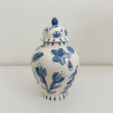 8" Sophie Nantucket Flower Pattern Ginger Jar