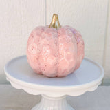 Spotted Pink Hammered Ceramic Pumpkin