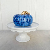 Blue Vine Squatty Ceramic Pumpkin