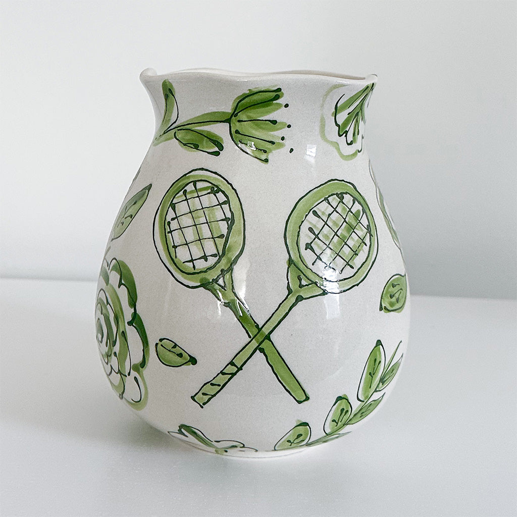7" Ruffle Reversible Ruffle Tennis Themed Vase