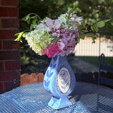 Trumpet Vase - Cornflower Blue With Gold Accents