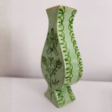 Trumpet Vase - Green With Gold Accents