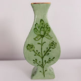 Trumpet Vase - Green With Gold Accents