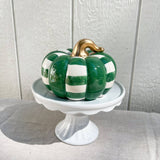 Wintergreen Gingham Squatty Ceramic Pumpkin