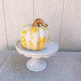 Yellow Floral Chunky Ceramic Pumpkin