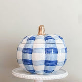 Large Blue Gingham Pumpkin Jar