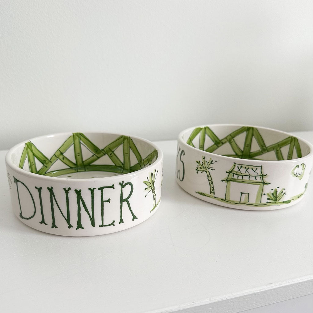 Dinner or Drinks Chinoiserie Dog Bowl