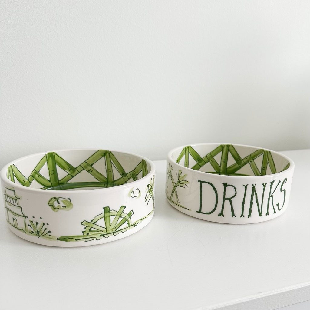 Dinner or Drinks Chinoiserie Dog Bowl