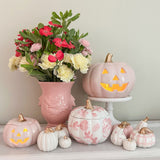 Large Pink Floral Pumpkin Jar