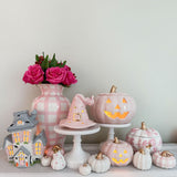 Large Pink Floral Pumpkin Jar