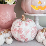 Large Pink Floral Pumpkin Jar