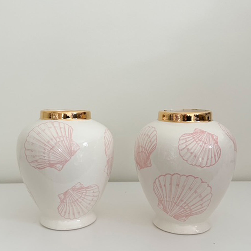 7" Pink Shell Ginger Jar - No lid