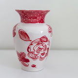 6" Red Dot and Floral Pattern Vase