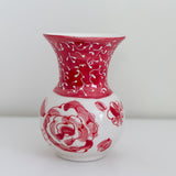 6" Red Vine and Floral Pattern Vase