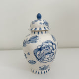 8" Sophie Nantucket Blue Floral Pattern Ginger Jar