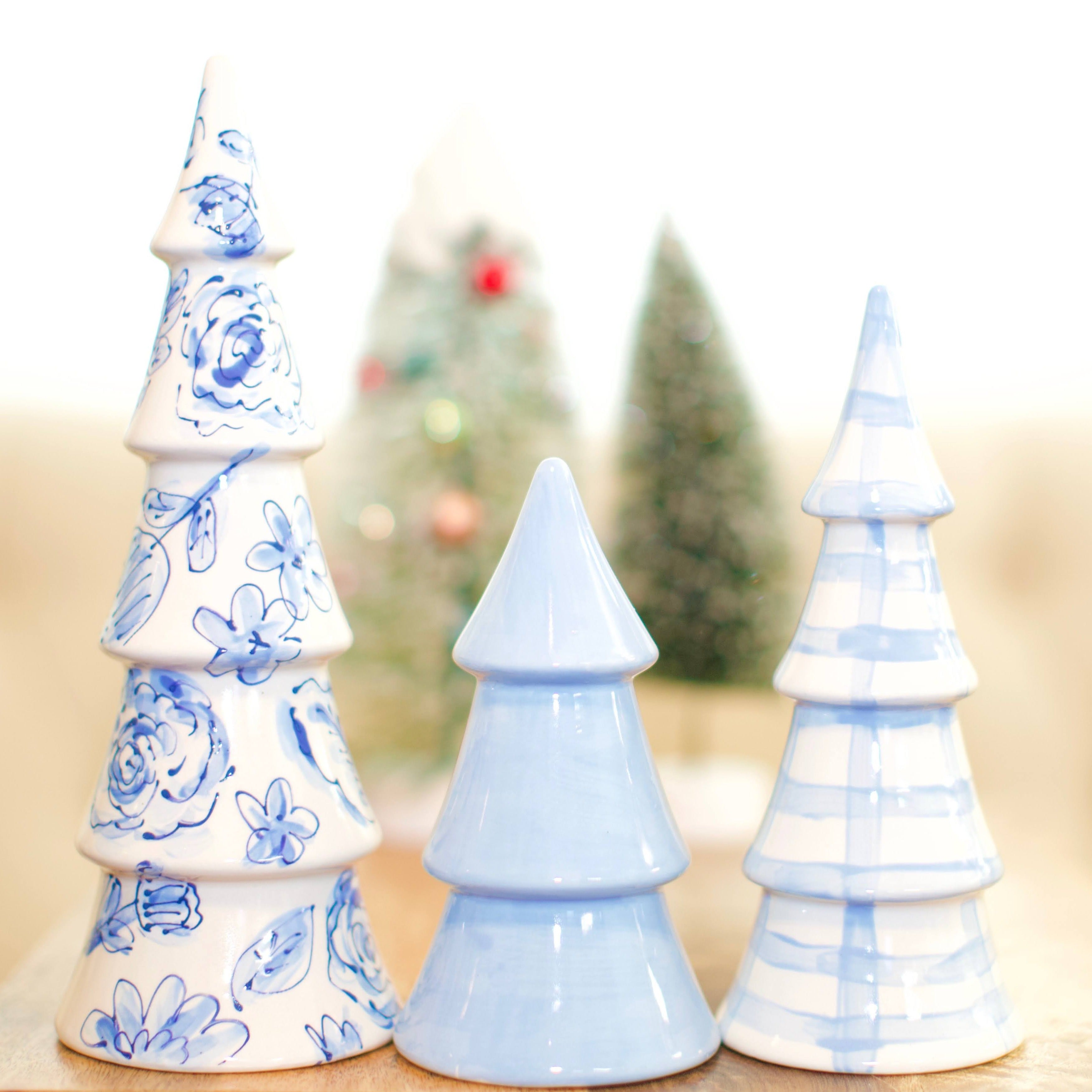 Blue and White Ceramic Trees