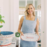 America Blue and White Check Ceramic Platter