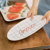America Blue and White Check Ceramic Platter