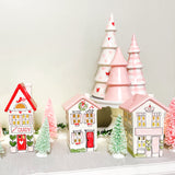 Short Pink House With A Red Door Village Lantern
