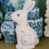 Modern Tall Chinoiserie Ceramic Bunny