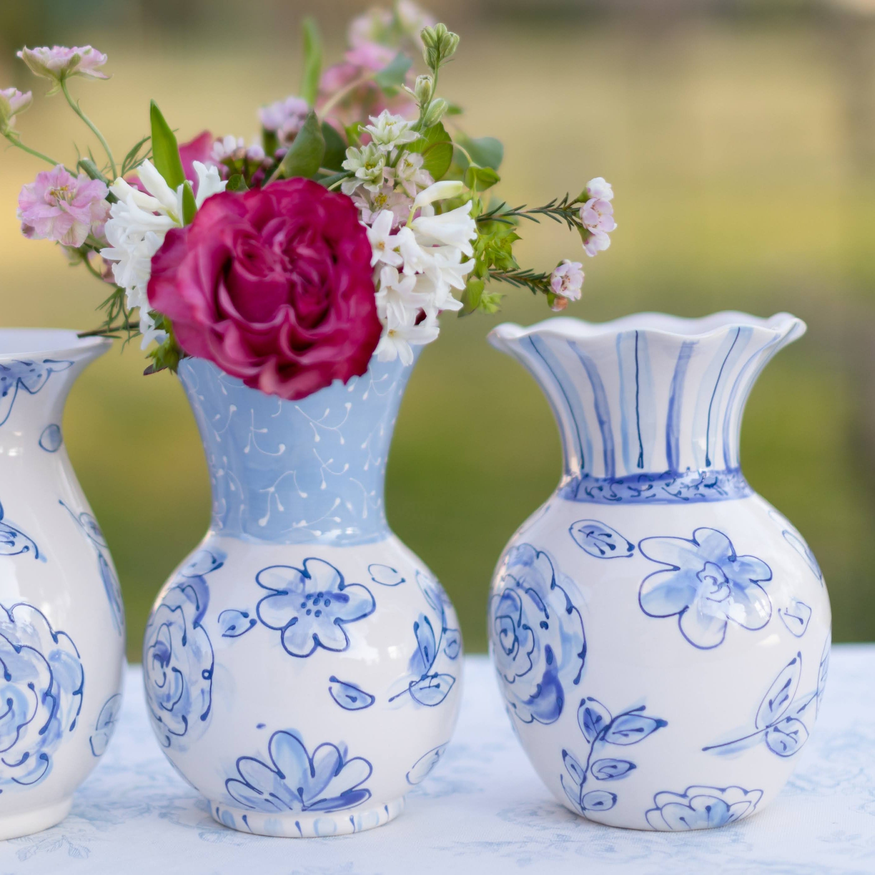 Large Floral Pattern Blue and White Flower Vase – For Pete's Sake Pottery