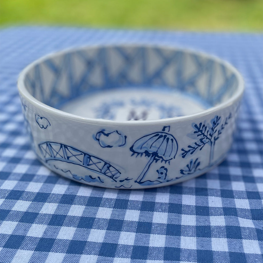 Dinner or Drinks Chinoiserie Dog Bowl