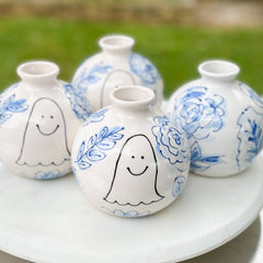 Ghost & Floral Pattern Ball Vase