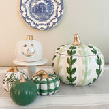 Large Double Green Vine Pumpkin Jar