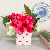 Heart Trellis Square Ceramic Vase