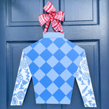 Blue and White Jockey Silk Door Hanger